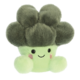 Kuscheliges, grünes Brokkoli-Plüschtier mit einem lächelnden Gesicht und runden, weichen Blättern.