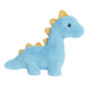 Blauer Plüschdinosaurier mit gelben Stacheln, steht seitlich und hat große, runde Augen.