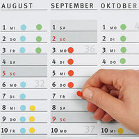 Farbige Markierungspunkte im Urlaubsplaner