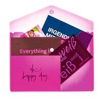 Transparente, pinke Brieftasche mit Unterlagen