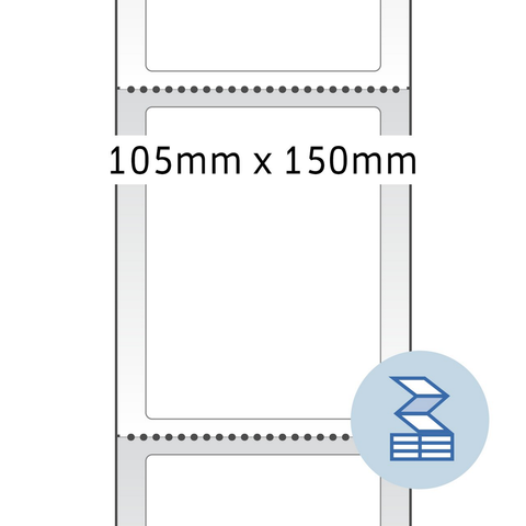 Grafik mit den Abmessungen 105mm x 150mm, umgeben von gestrichelten Linien und einem Symbol für eine Schere.