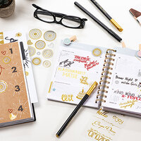 Anwendungsbeispiel: Kreative Sticker im Notizbuch eingeklebt.