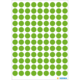 Grüne runde Aufkleber auf weißem Hintergrund, gleichmäßig in einem Raster angeordnet.