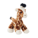 Plüschgiraffe mit braunem Fell und weißen Flecken, sitzt aufrecht mit einem schwarzen Haarschopf.