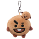 Plüschanhänger in Form eines runden Gesichts mit einem breiten Lächeln und einem kleinen Tierchen oben drauf.
