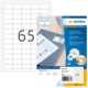 Ein Blatt mit leeren Etiketten und eine Verpackung für Herma Inkjet-Etiketten, die Software zur Erstellung von Etiketten anbietet.