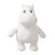 Plüschfigur eines Mumin, weiß mit runden Augen und einem runden Körper, steht aufrecht und hat eine freundliche Ausstrahlung.