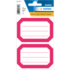 Packung mit 12 Etiketten in pinker Farbe, rechteckig mit Linien zum Beschriften, geeignet für verschiedene Anwendungen.