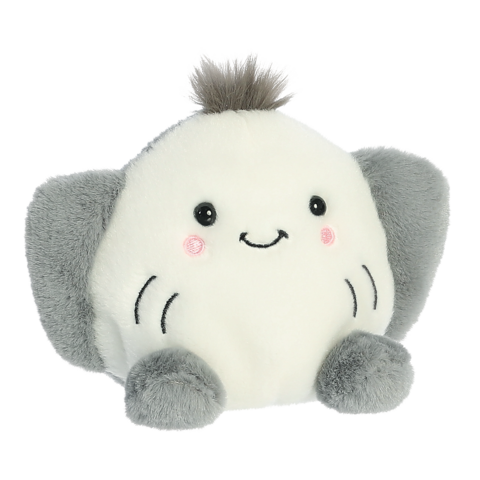 Kuscheltier in Form eines niedlichen, runden Tieres mit grauen Ohren und einem fröhlichen Gesichtsausdruck.