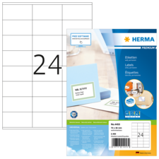 Etikettenpackung von Herma mit 2400 Etiketten in der Größe 70 x 36 mm, inklusive Beispieletikett für "MR. SUNNY".
