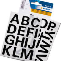 Aufkleber mit vorbedruckten Buchstaben und Zahlen