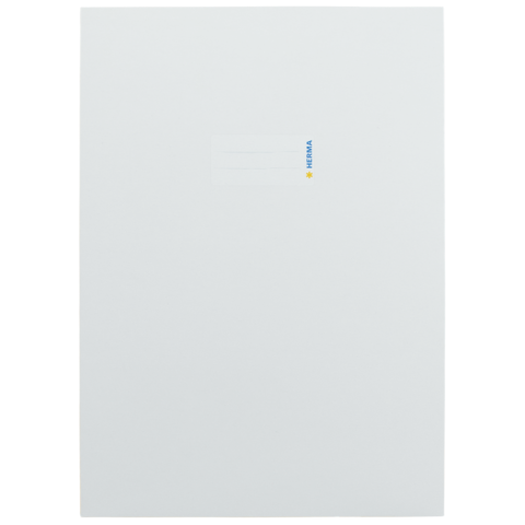 Weißes Blatt Papier mit einem kleinen Aufkleber in der oberen rechten Ecke, auf dem das Wort "HERMA" steht.