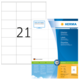 Etikettenblatt von HERMA mit 21 Etiketten pro Blatt, Größe 70 x 42 mm, inklusive Softwarehinweis.
