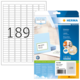 Etikettenpackung von Herma mit der Nummer 189, inklusive Beispieletiketten und Hinweis auf kostenlose Software zur Nutzung.