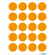 Ein Blatt mit orangefarbenen, runden Aufklebern in gleichmäßigen Reihen und Spalten angeordnet.