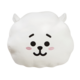 Kuschelkissen in Form eines niedlichen, weißen Bärenkopfes mit einem lächelnden Gesicht und kleinen Ohren.